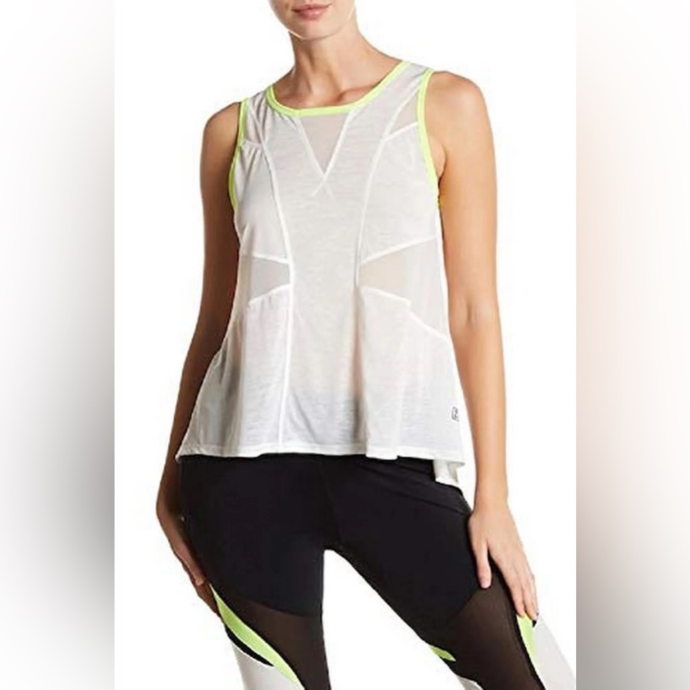Zobha Women's Activewear Everest Singlet Hi-lo Tank Top, White/ Yellow